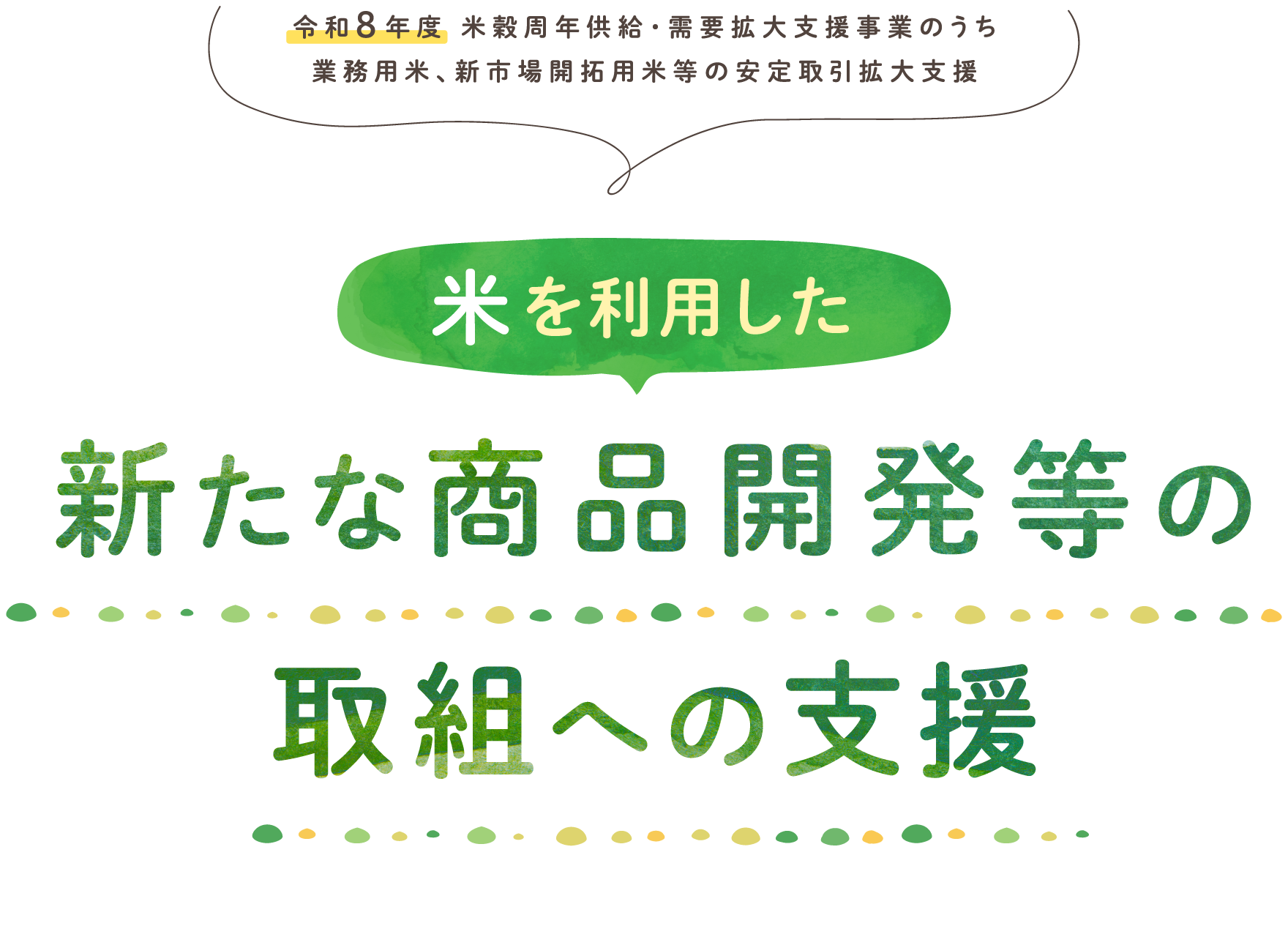 米を利用した新たな商品開発等の取組への支援